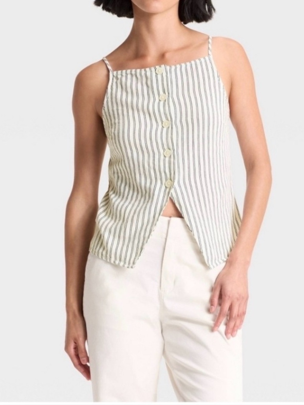Striped Button-Front Cami Vest